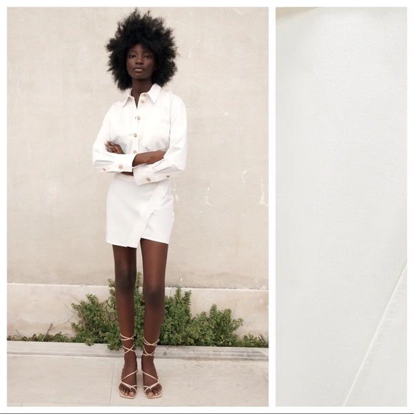 🌹NWT. Zara Cream Mini Shirt Dress. Size S - Picture 1 of 9